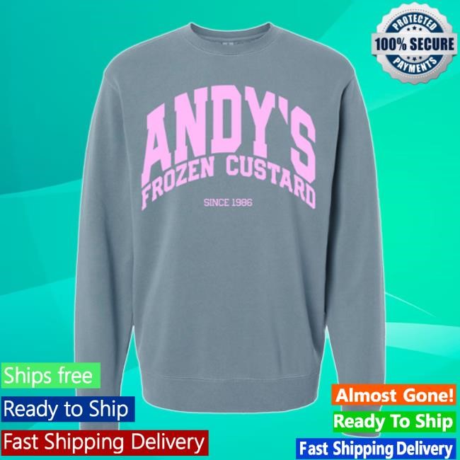 Andy's Collegiate Crewneck Sweatshirt - Slate Blue Hooded Sweatshirt Andy's Collegiate Crewneck Sweatshirt - Slate Blue Hooded Sweatshirt