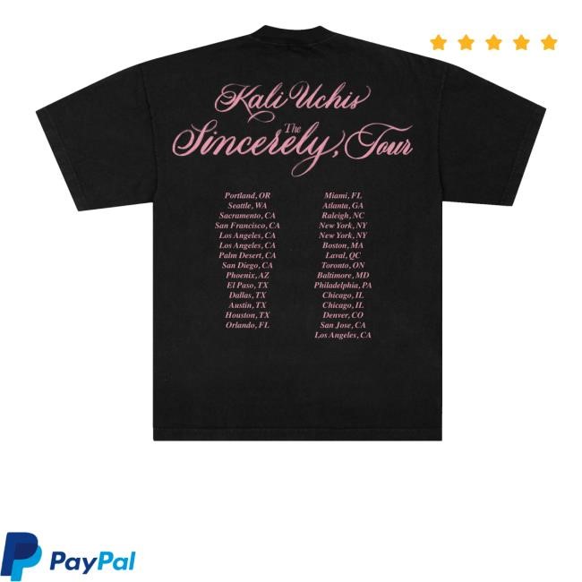Kali Uchis Merch Shop Store Sincerely, Tour Date Back Shirts Kali Uchis Merch Shop Store Sincerely, Tour Date Back Shirts