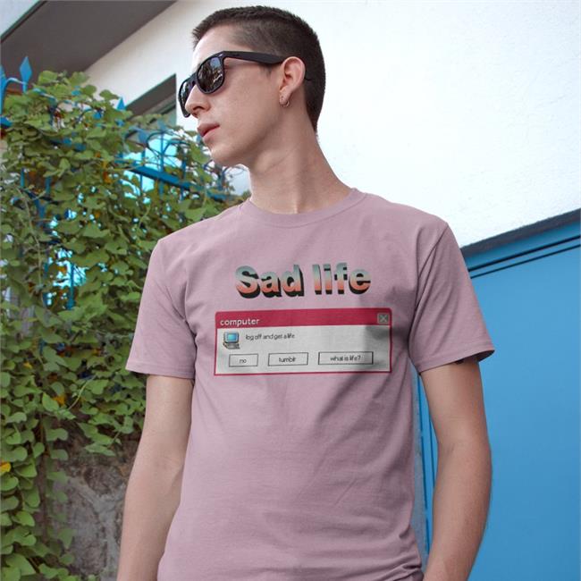 ShirtsThatGoHard Sad Life Computer Log Off And Get A Life Tee