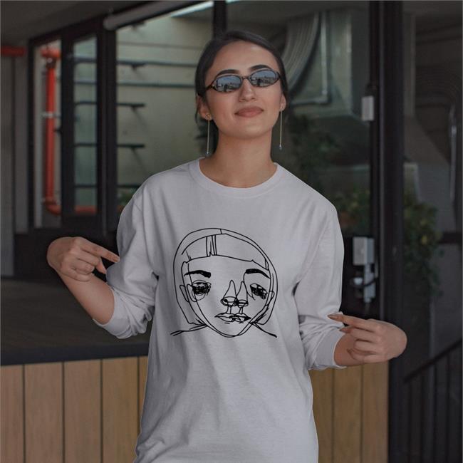 Dip Hem Print White T-Shirt