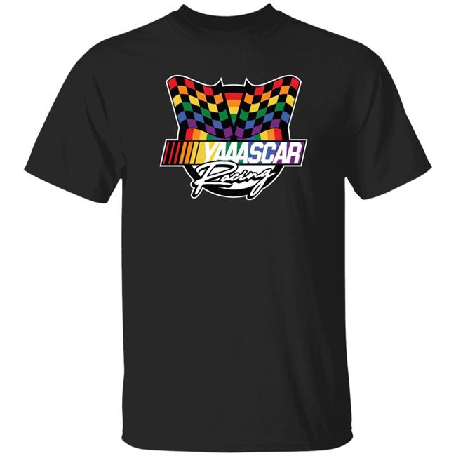 Yasscar Shirt Nascar Pride Merch Nascar Checkered Flag Black Yaaascar Shirt