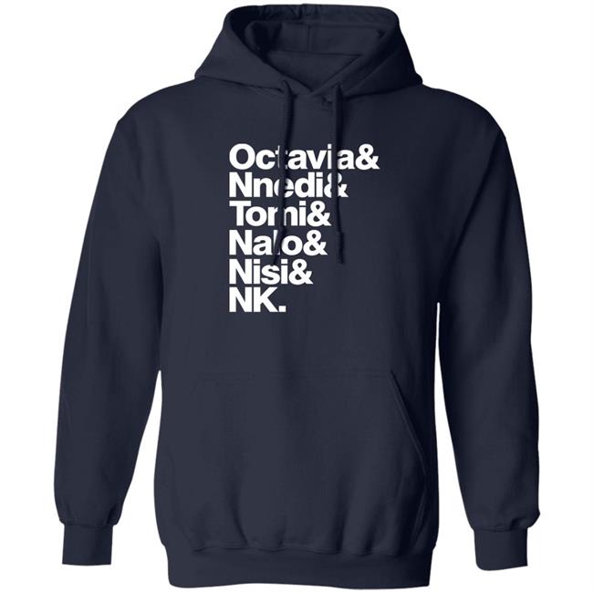 Sistah Scifi Black Authors List Shirt Sistahscifi Merch Gareth L Powell Wearing Octavia Nnedi Tomi Nalo Nisi Nk Shirt