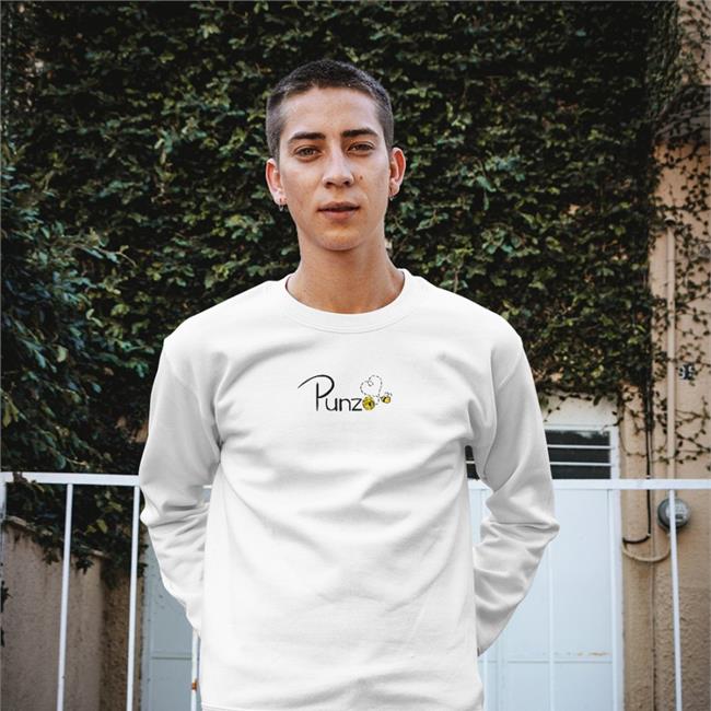 Sam Wearing Punzo Bee T Shirt Light Blue