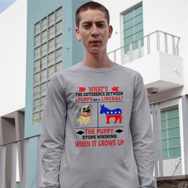 Cryptochronic1776 What's The Difference Between A Puppy And A Liberal The Puppy Stops Whining Shirts White