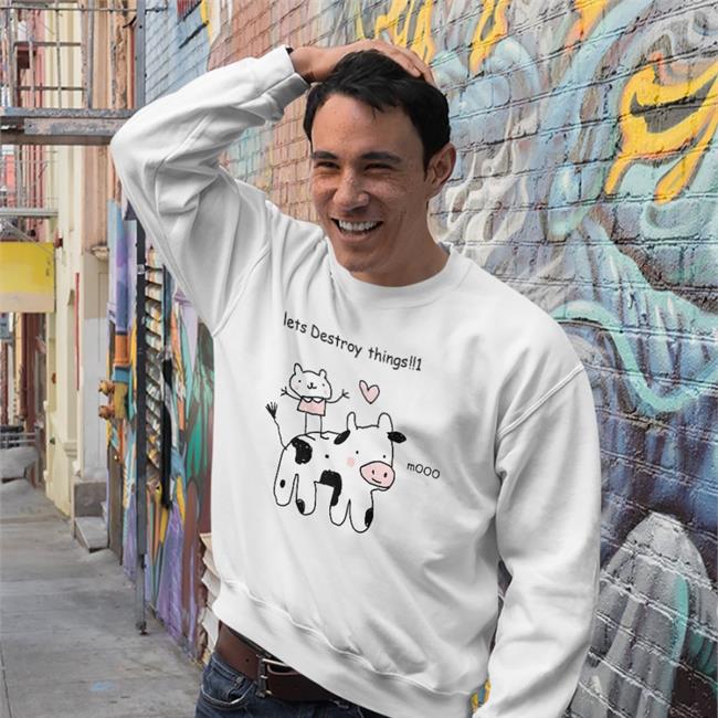 Stinkykatie Lets Destroy Things Sweatshirt White