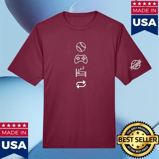 Mpthree Baseball Merch Store Ball Game Sleep Repeat - Mpthree Baseball Tee Shirt