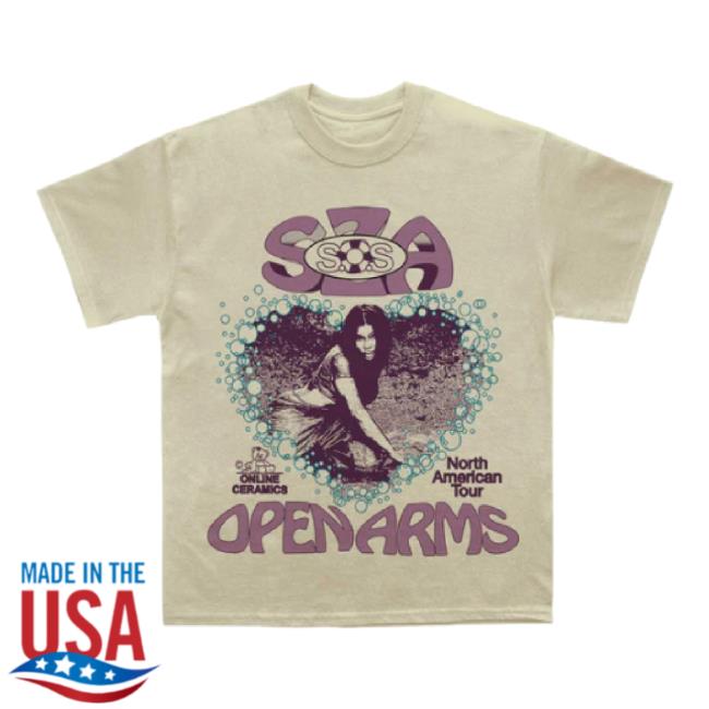 Original Txdxe Merch Store Sza - Open Arms Tour New Shirt (Sand) Txdxe Shop