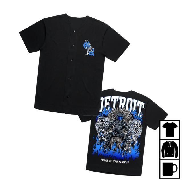 Official Ghost Racing Merch King Of The North Baseball Jersey Blue