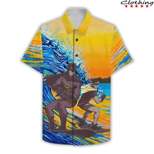 Batman Robin Surfing Summer Elegance Hawaiian Shirts Shorts