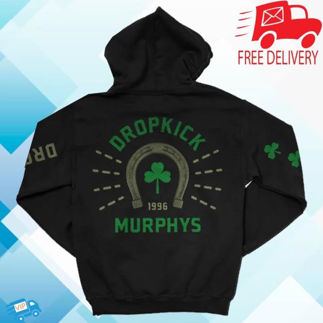 Official Dropkick Murphys Store Lucky Horseshoe Pullover Hoodie (Black) Hooded Sweatshirt