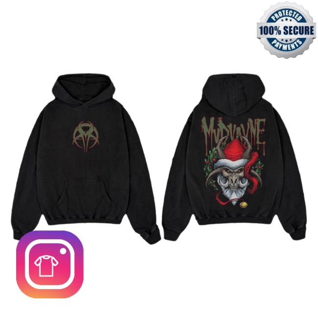 Official Mudvayne Merch Store Mudvayne Logo Happy Fuckin' Holiday Day Krampus Limited Edition Popover Hoodie