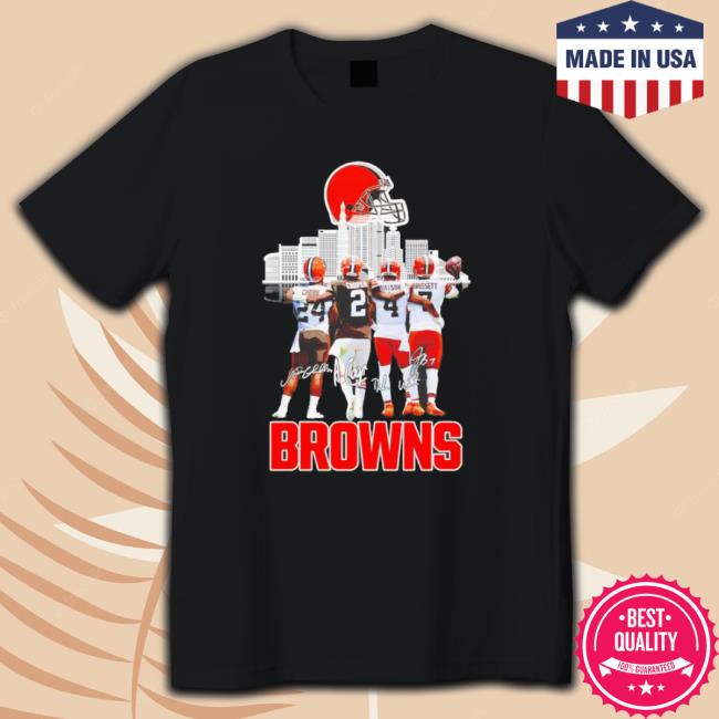 Cleveland Browns Nick Chubb Amari Cooper Deshaun Watson And Jacoby Brissett Signatures Long Sleeve Shirt Cleveland Browns Nick Chubb Amari Cooper Deshaun Watson And Jacoby Brissett Signatures T-shirt