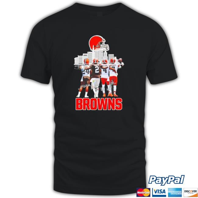 Cleveland Browns Nick Chubb Amari Cooper Deshaun Watson And Jacoby Brissett Signatures Long Sleeve Shirt Cleveland Browns Nick Chubb Amari Cooper Deshaun Watson And Jacoby Brissett Signatures Shirts