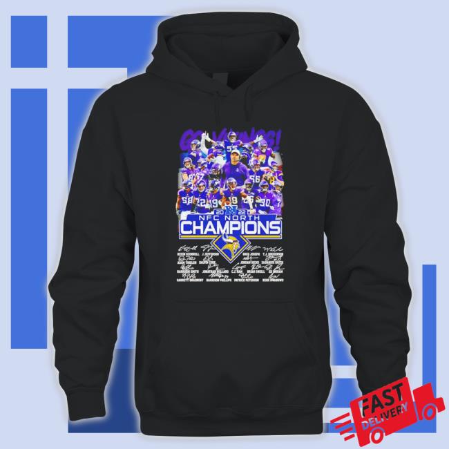 Minnesota Vikings 2022 Nfc North Champions Signatures Sweatshirts Minnesota Vikings 2022 Nfc North Champions Signatures Hooded Sweatshirt
