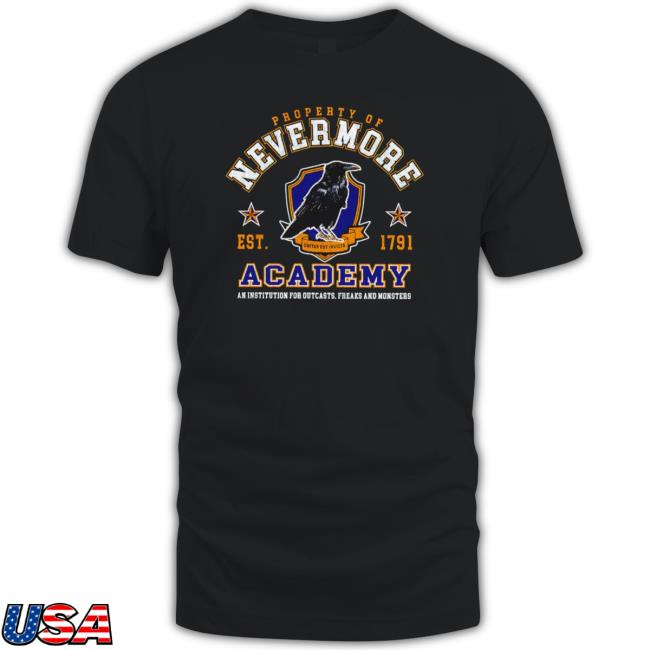 Nevermore Academy Raven Worn Dks Wednesday Netflix Show Logo Shirts