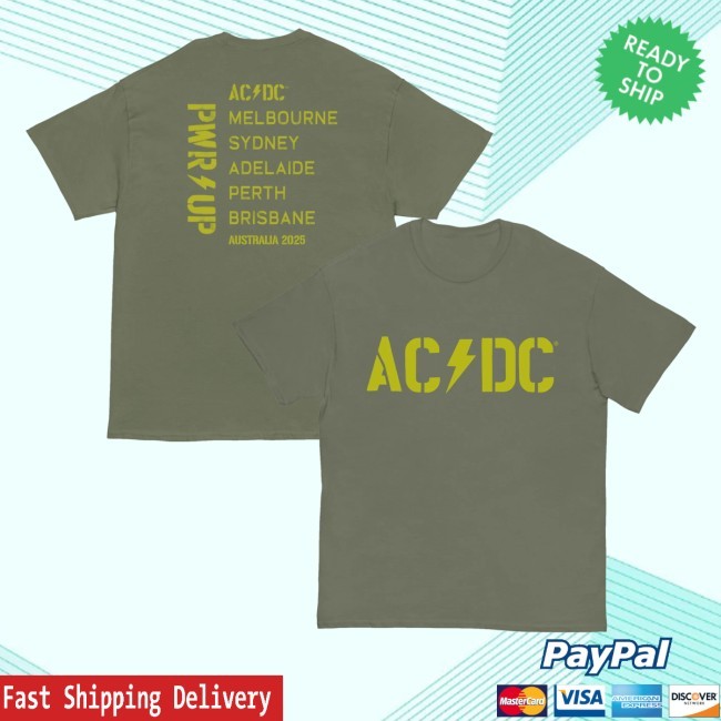 Olive Green Logo Pwr Up Tour Tank Top Acdc Merch Store