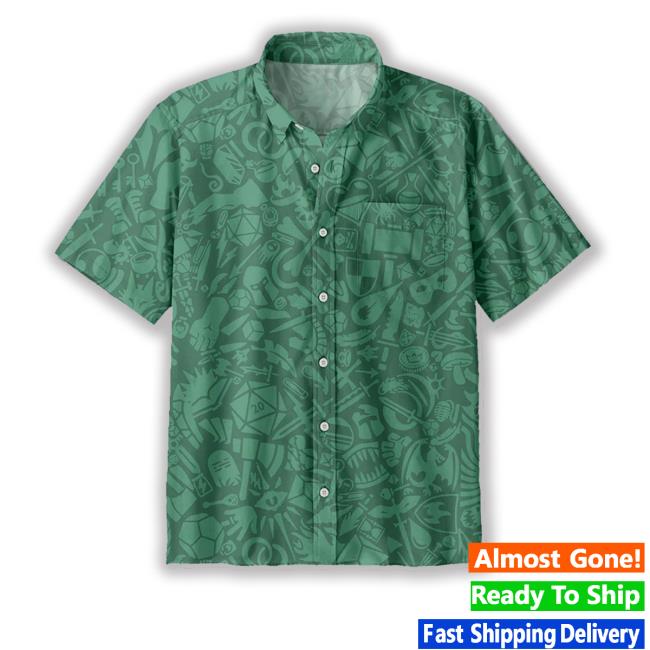 Dnd Vintage Armory Button Up Pocket Hawaiian Tee Shirt
