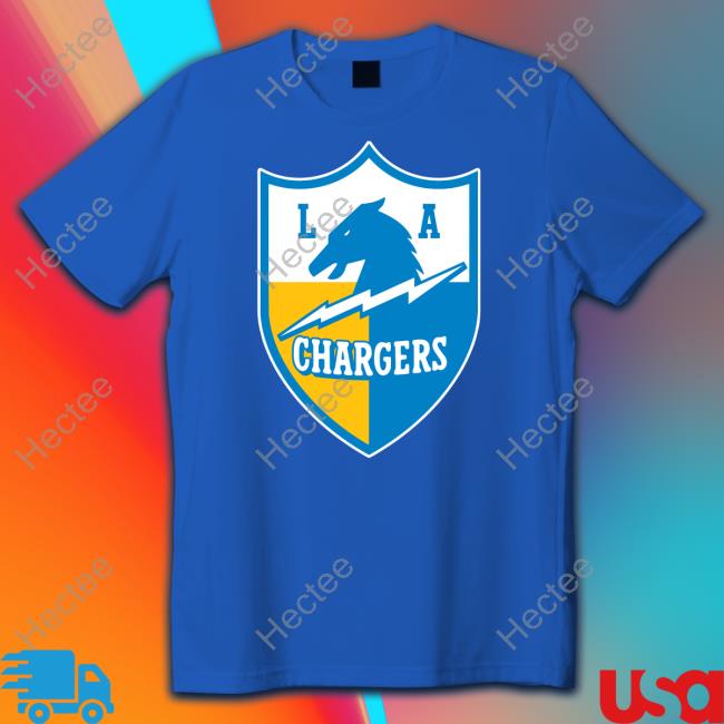 Los Angeles Chargers Vintage Shield Logo Tee Shirt Los Angeles Chargers Pro Merch