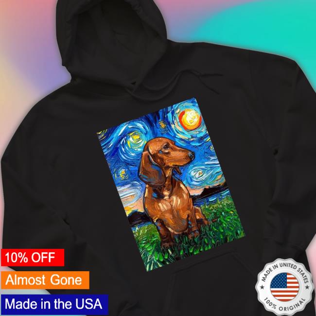 Dachshund Dog Starry Night Style Poster Long Sleeve T Shirt
