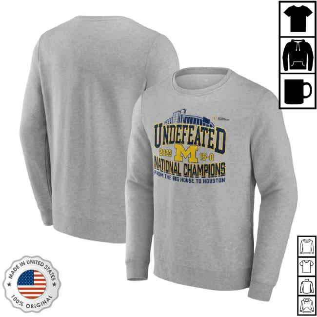 Official Men's Fanatics Branded Steel Michigan Wolverines College Football Playoff 2023 National Champions Hometown Crewneck Pullover TankTop