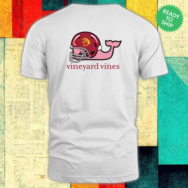Usc Trojans Men’S Vineyard Vines White In La Helmet Whale Crewneck Sweatshirt Usc Trojans Men’S Vineyard Vines White In La Helmet Whale Crewneck Sweatshirt