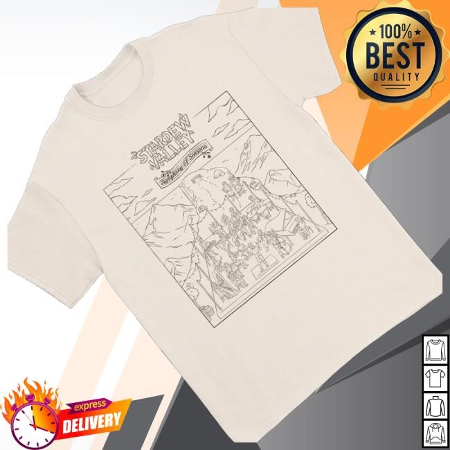 Stardew Valley Concert Merch Shop Store Line Art Symphony Of Seasons Natural Tee Shirt