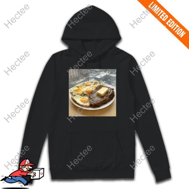 Zack Strength Wearing Steak, Eggs, And Butter Sweatshirt