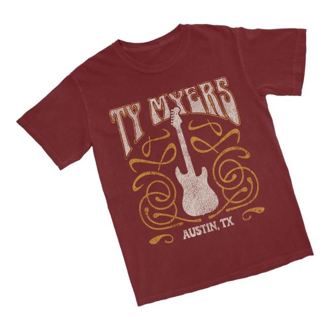 Ty Myers Official Store Merch Red Guitar Logo Shirts