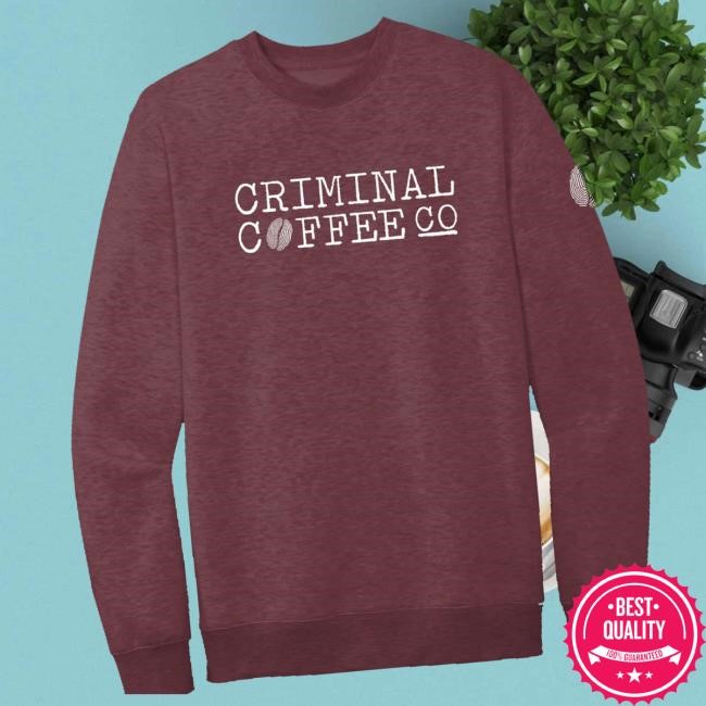 Criminal Coffee Co Merch Heathered Crew Neck Tee Shirt