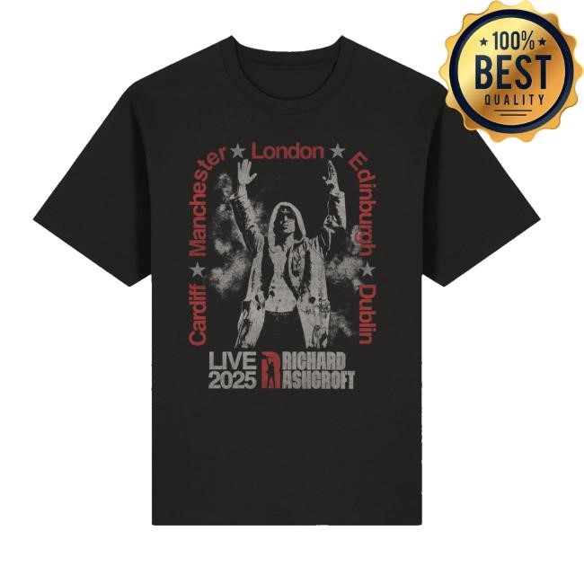 Richard Ashcroft Merch Store Shop Ra Live 2025 Cities Black Tour New Shirt