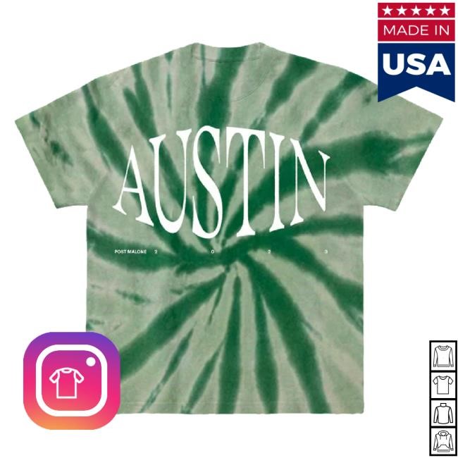 Original Austin Green Tie Dye Tee Shirt Post Malone Shop Merch Store