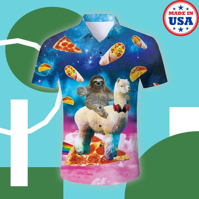 Forestcoral Store Sloth Riding Llama Funny Hawaiian Crewneck Sweatshirt