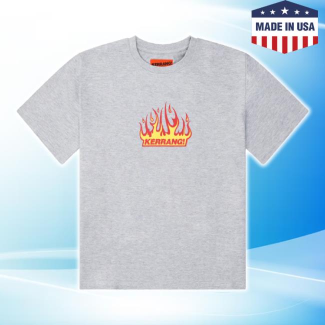 Original Kerrang Merch Store Kerrang! Flames Tee Grey Marl Kerrang Shop