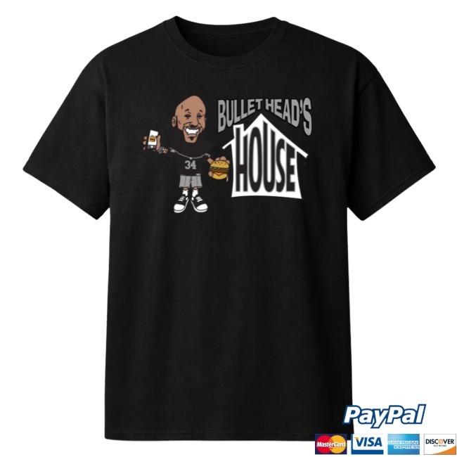 Bulletheads House Store Merch Classic Heavy Cotton Tee Shirt Black And Silver Football Logo
