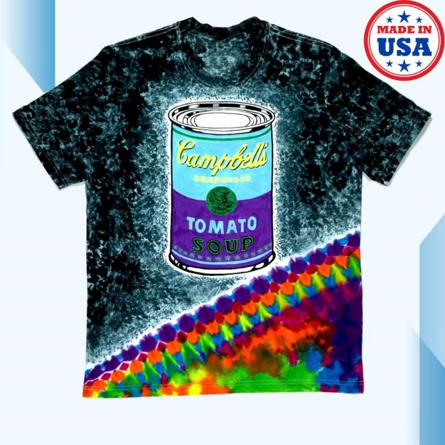 Official Timeless Glass Gallery Store Andy Warhol Soup Can & Banana Tie Dyed New Shirt