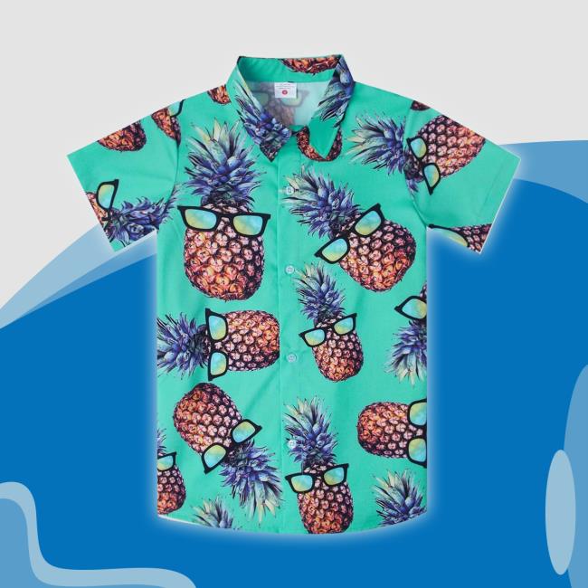 Official Little & Big Boy's Button Down Hawaiian Shirts Short Sleeve Cool Cartoon Print Dress Tops t-shirt, hoodie, tank top, sweater and long sleeve t-shirt