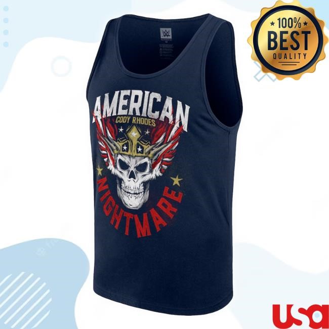 Wwe Shop Navy Cody Rhodes Crowned Skull Americana Long Sleeve T Shirt
