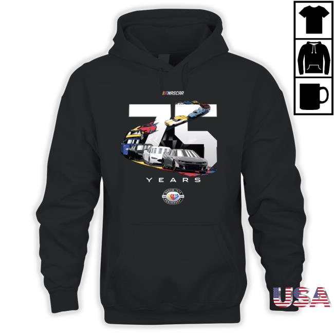 Men's Nascar Checkered Flag Black 75Th Anniversary 2023 Schedule Shirt