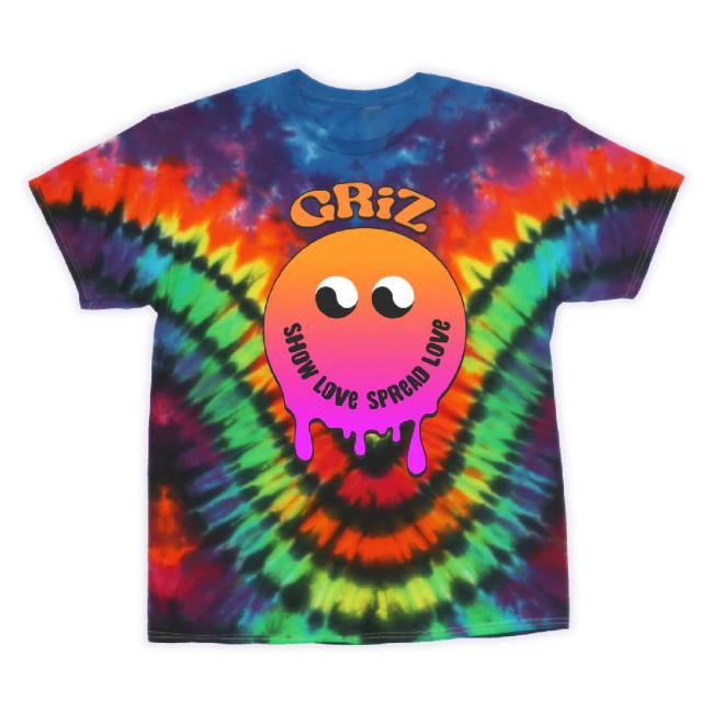 Official Griz Merch Store Griz Slsl Drippyy Smileyy V-Dye Hoodie Mynameisgriz Shop