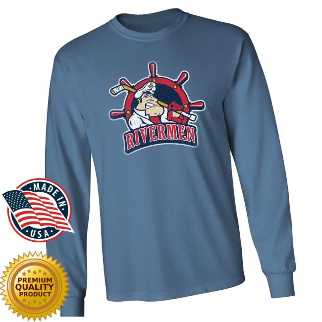 Official Rivermen Team Store Washed Logo - Adult Long Sleeve T-Shirt (Indigo Blue) Funny Shirt
