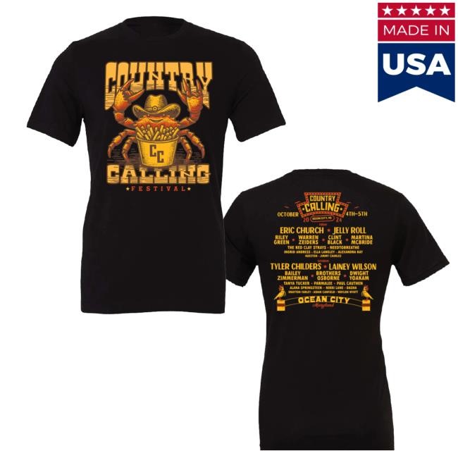 Oceans Calling Festival Merch Shop Country Calling Crab Lineup T Shirt