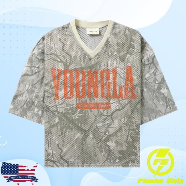Youngla Merch 4187 - Varsity Camo Cropped Jersey Tee