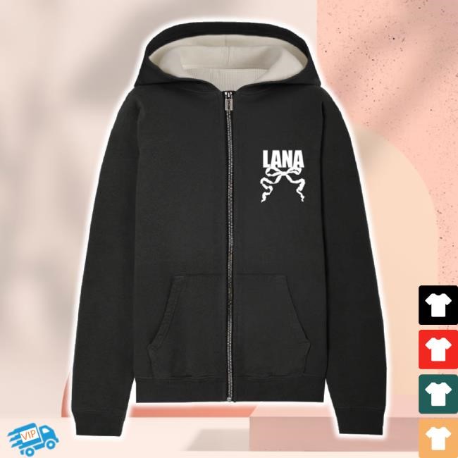 Trending Black Zip-Up Hoodie With Logo Lana Del Rey Store Merch Shop