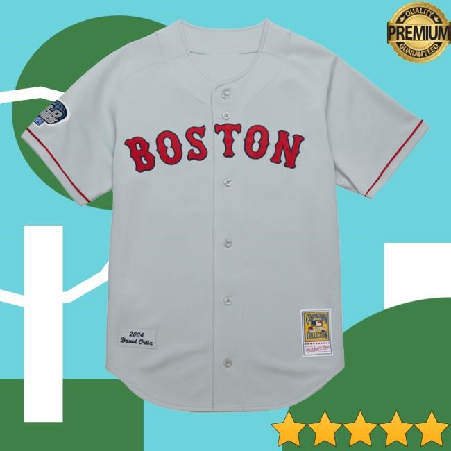 Boston Red Sox David Ortiz Mitchell & Ness Gray 2004 Cooperstown Collection Authentic Throwback Jersey Shirt