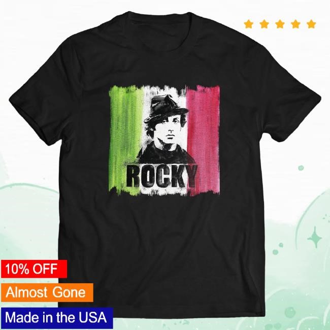Official Sly Stallone Shop Merch John Rivoli Rocky Italian Flag Black Hoodie