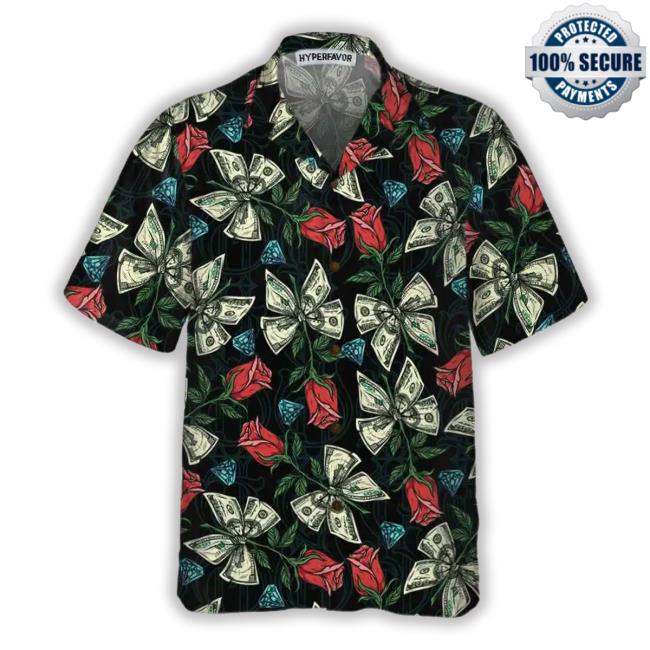 Money Colorful Vintage Seamless Pattern With Diamonds Dollar Hawaiian New Shirt