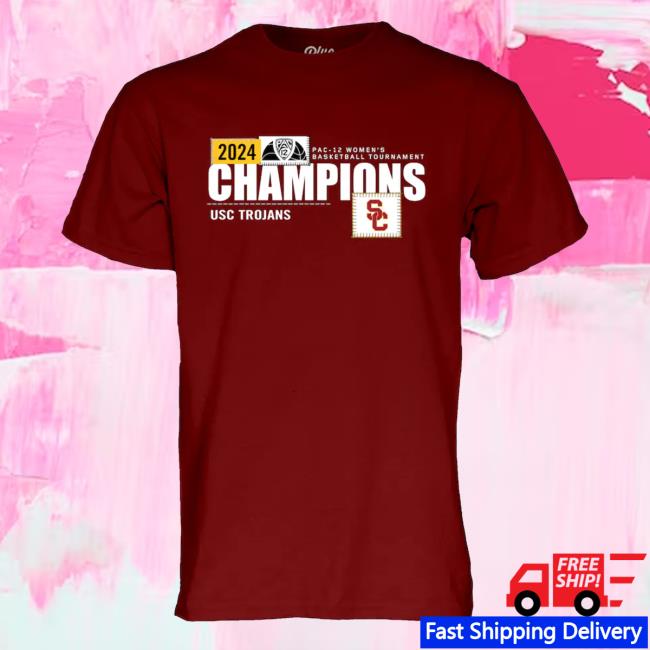 Usc Trojans Blue 84 Unisex 2024 Pac-12 Women's Basketball Conference Tournament Champions Locker Room Tee Shirt