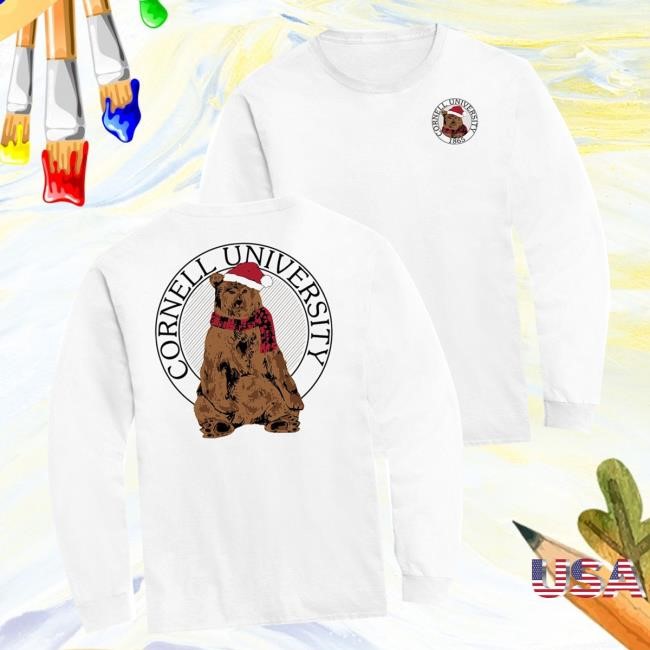 Cornell Store Merch Holiday Bear Long Sleeve Tee Shirt