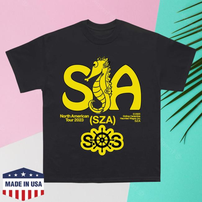 Official Clothing Top Dawg Entertainment Merch Store Sza - Seahorse Tour Tshirt (Black)
