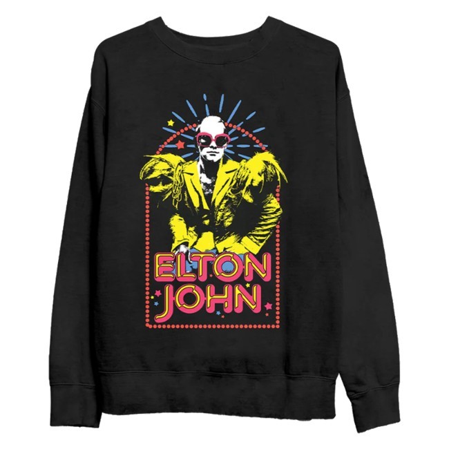 Elton John Merch Store Distressed Photo Sparkle Long Sleeve Shirt